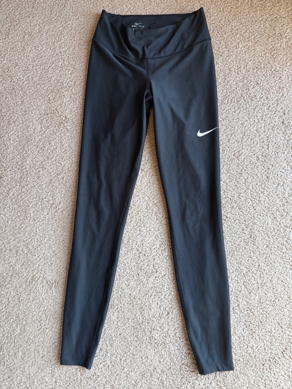 Women’s Nike Black Leggings with White Swoosh Logo XS